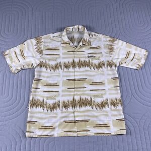 Southpole Button Up Shirt Mens L Beige All Over Print Y2K Streetwear